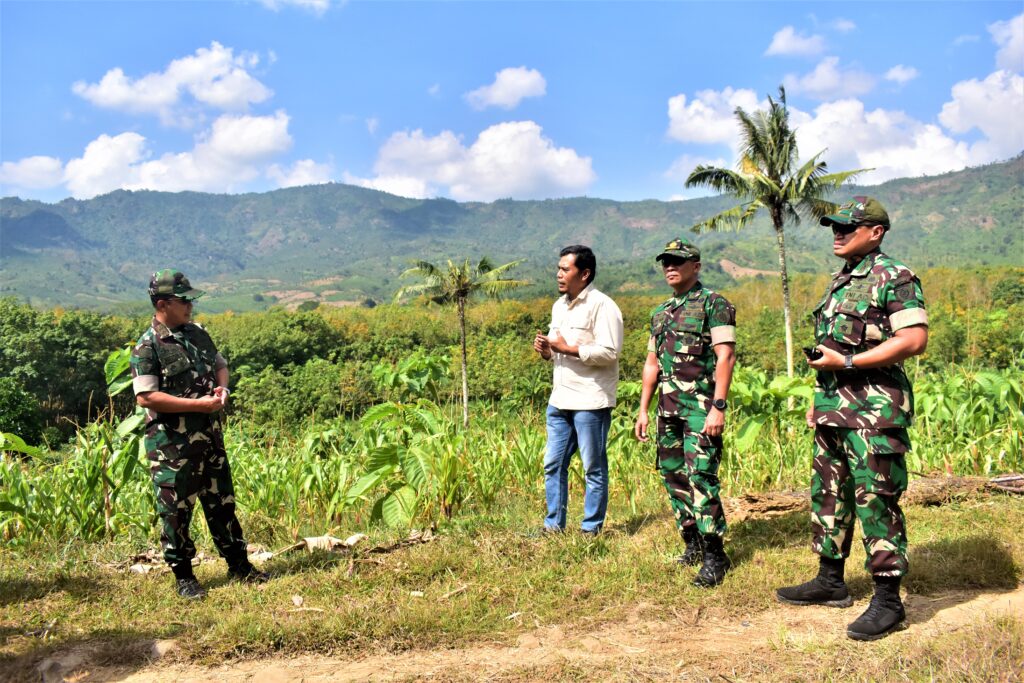 Danbrigif 9/DY/2 Kostrad, Dampingi Pangdivif 2 Kostrad Jaumed Kesiapan Lahan Ketahanan Pangan.

Danbrigif 9/DY/2 Kostrad, Letkol Inf Dr. La Ode Muhammad Nurdin, S.Sos.,M.I.Pol mendampingi Pangdivif 2 Kostrad, Mayjen TNI Anton Yuliantoro, S.I.P., M.Tr.(Han)., melaksanakan peninjauan kesiapan lahan ketahanan pangan yang berada diwilayah Kabupaten Jember. Jumat(19/07/2024).

Peninjauan kesiapan lahan ini dilaksanakan pada 2 tempat yang pertama diwilayah Des. Curahtakir kec.tempurejo dan yang kedua diKebun Renteng Kec.Jenggawah Kabupaten jember, yang kemudian menjadi program ketahanan pangan Akan dikelola langsung oleh Brigif 9/DY/2 Kostrad.

Pada kesempatan tersebut Danbrigif 9/DY/2 Kostrad, Letkol Inf Dr. La Ode Muhammad Nurdin, S.Sos.,M.I.Pol menyampaikan peninjauan kesiapan lahan ketahanan pangan tersebut merupakan kesiapan TNI khususnya Brigif 9/DY/2 Kostrad dalam membantu dan mengatasi kesuliatan masyarakat dalam bidang pangan.

“Semaksimal mungkin kita akan memanfaatkan sumber daya yang ada sehingga dapat meningkatkan produktivitasnya. Dalam pelaksanaanya nanti kita akan bekerja sama dengan Dinas terkait dan Kelompok Tani yang ada. Selain itu juga kita akan menggandeng pihak stakeholder demi menunjang keberhasilan program". Ujar Danbrigif 9/DY/2 Kostrad.