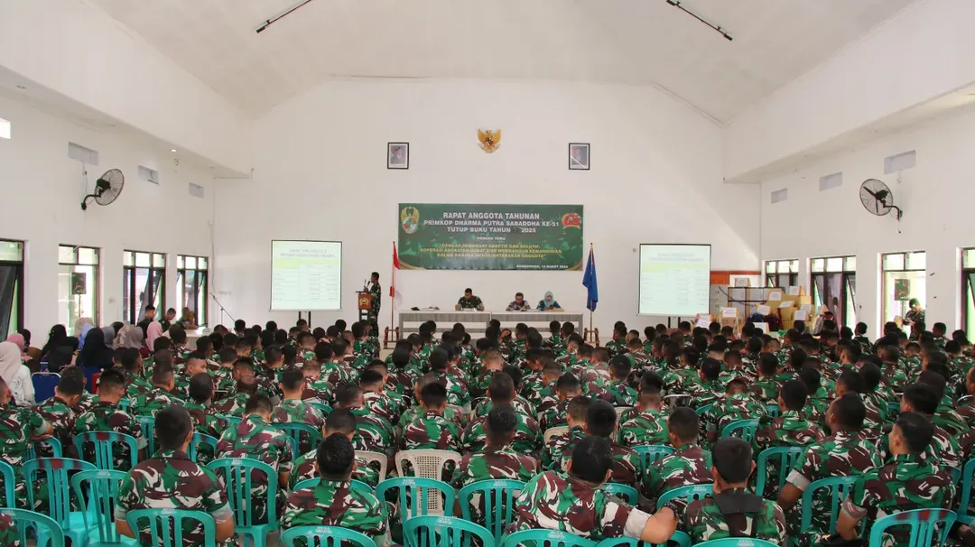 Yonif 514/SY menggelar Rapat Anggota Tahunan (RAT) Primkop Dharma Putra Sabaddha ke-51 tutup buku Tahun 2025 dengan mengusung tema “Dengan semangat adaptif dan solutif, koperasi angkatan darat siap membangun kemandirian dalam rangka mensejahterakan anggota.” Kegiatan tersebut dilaksanakan di Aula Widjojo Soejono, Mayonif 514/SY, Curahdami, Bondowoso, pada Sabtu (14/03/2026).